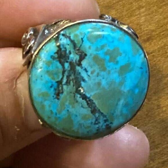 Vintage Sterling Silver Turquoise Statement Ring – Size 7.5 - Picture 10 of 10